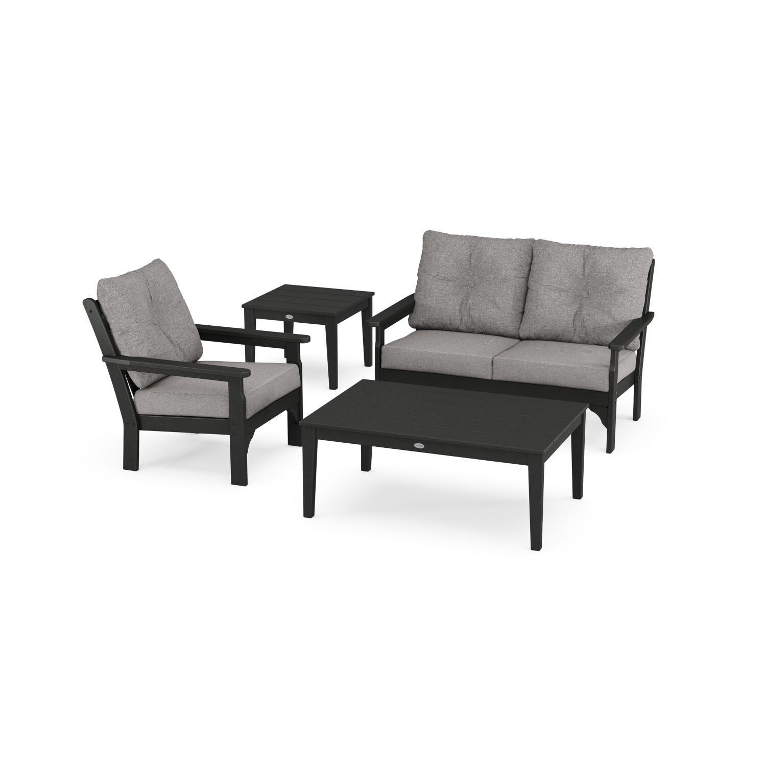 POLYWOOD Vineyard Black & Grey Mist 4-Piece Deep Seating Set thumbnail