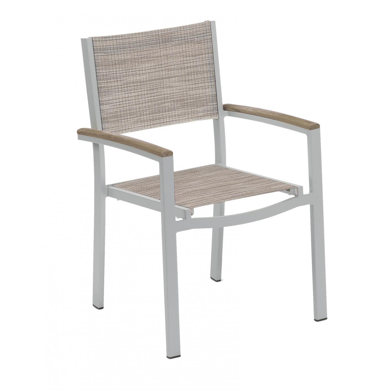 Travira Aluminum Patio Dining Arm Chair W/ Tekwood Vintage Arm Caps By Oxford Garden - Bellows Sling thumbnail