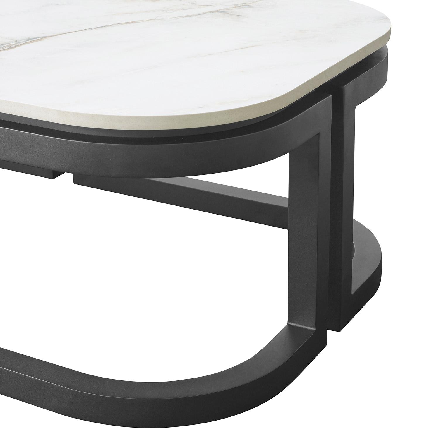 Malibu 60 Inch Black Aluminum Coffee Table by Sunset West - Side Legs - Detail thumbnail