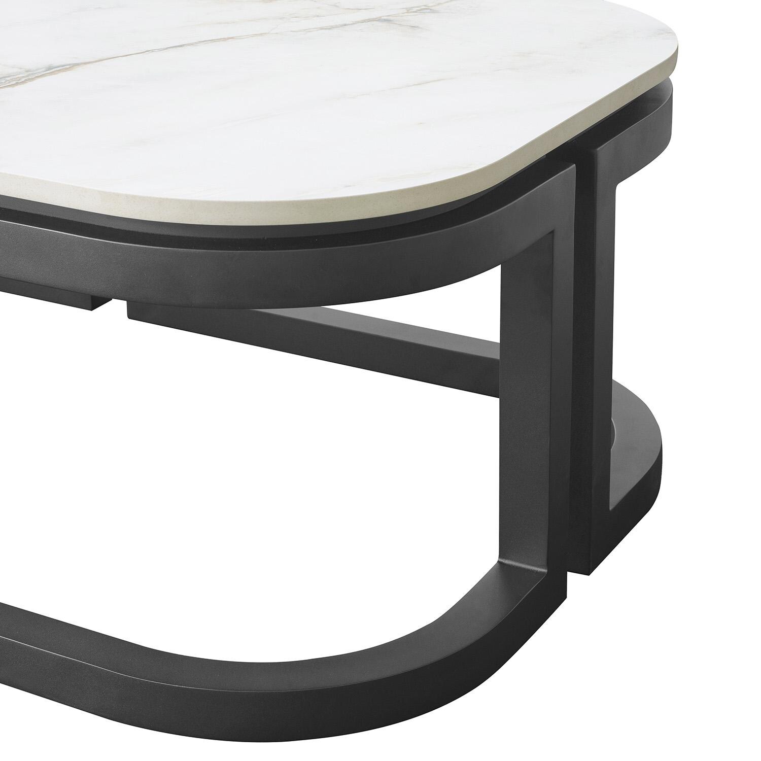 Malibu 60 Inch Black Aluminum Coffee Table by Sunset West - Side Legs - Detail thumbnail