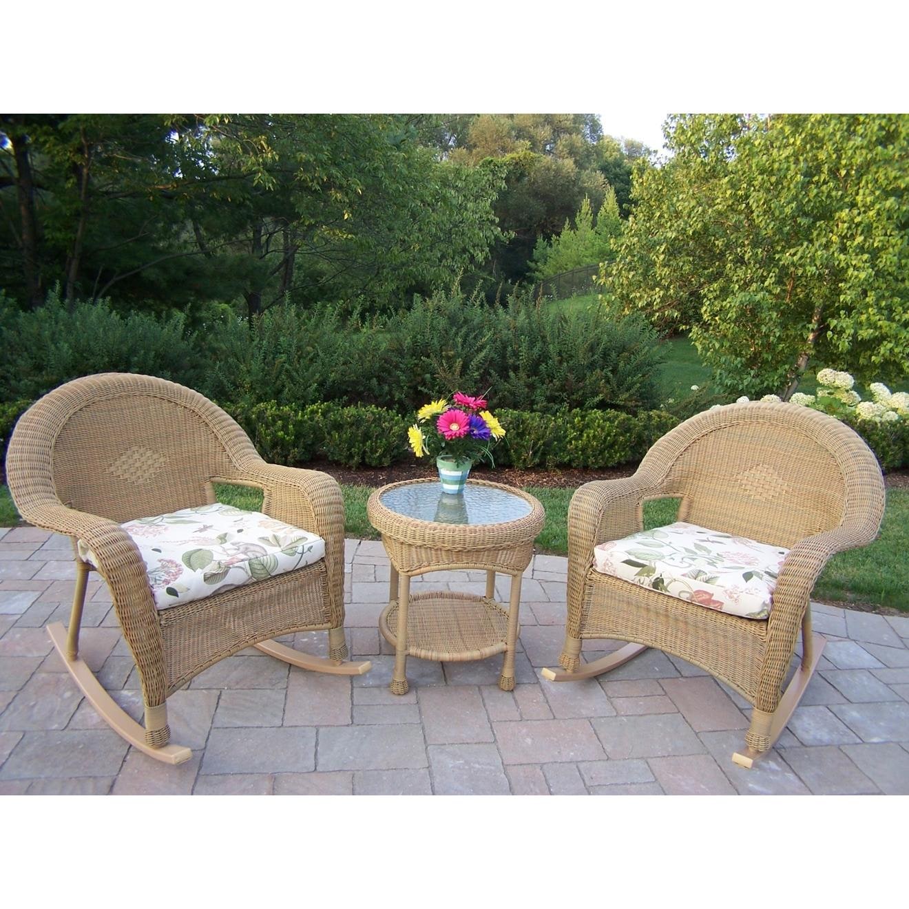 Oakland Living Resin Wicker Patio Rocker Honey Ultimate Patio