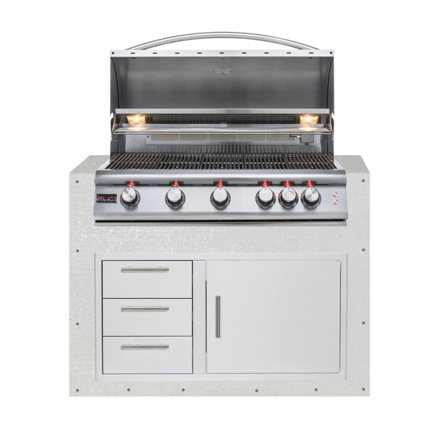 BBQGuys Signature 48-Inch Ready for Finish Outdoor Kitchen Module w/ Blaze Premium LTE 40-Inch Natural Gas Grill & Triple Drawer & Door Combo thumbnail