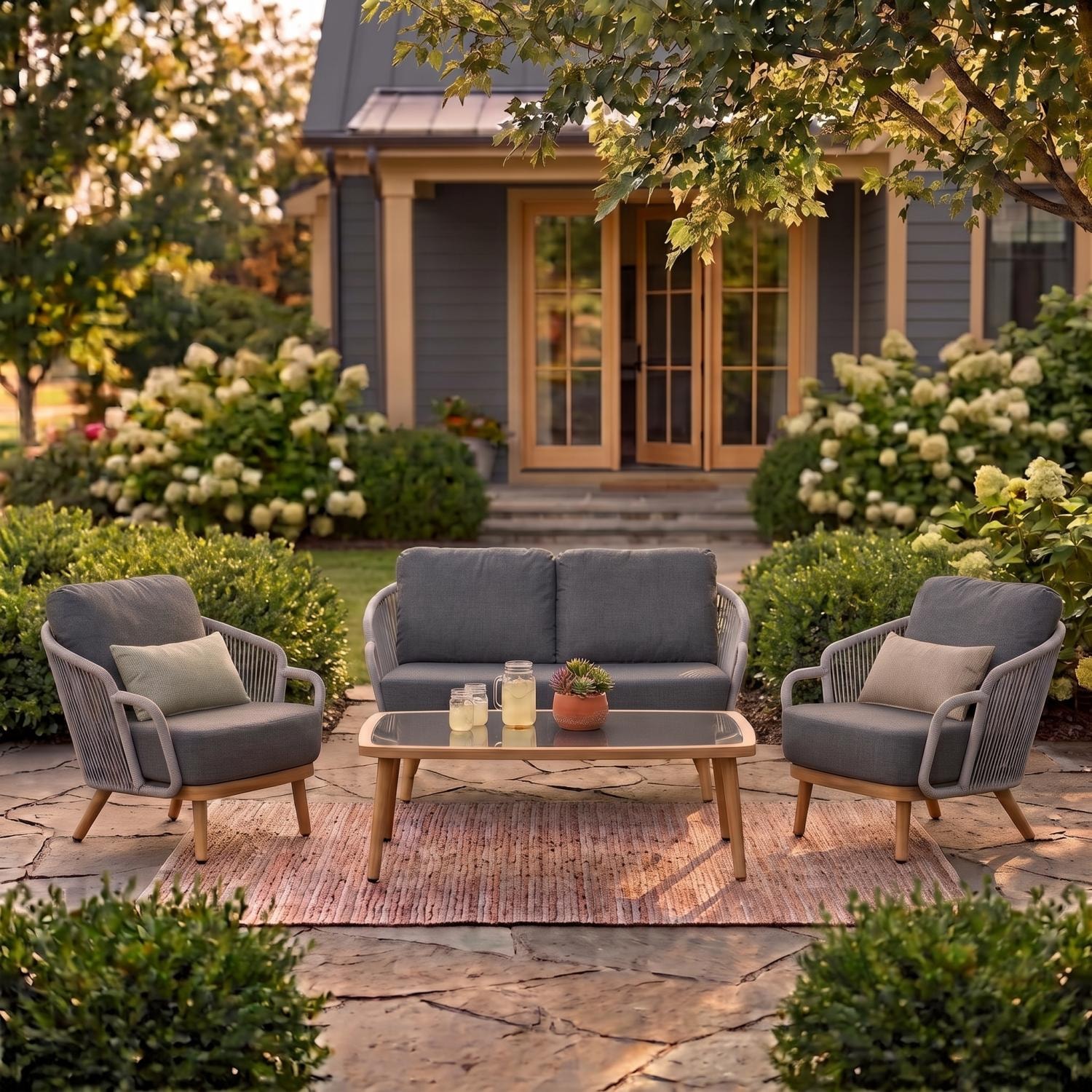 Evangeline 4 Pc Aluminum Seating Set by Lakeview Outdoor Designs