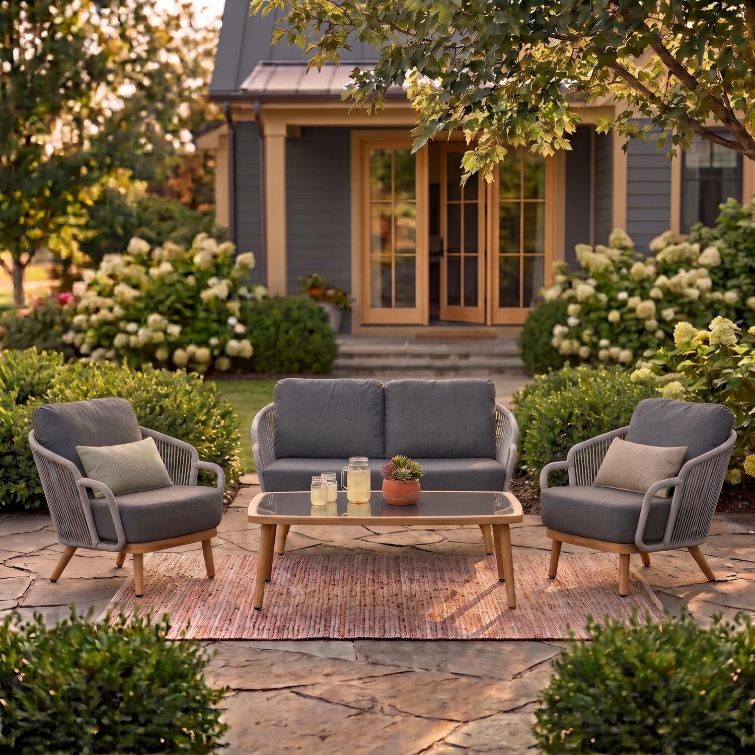 Evangeline 4 Pc Aluminum Seating Set by Lakeview Outdoor Designs - Lifestyle thumbnail