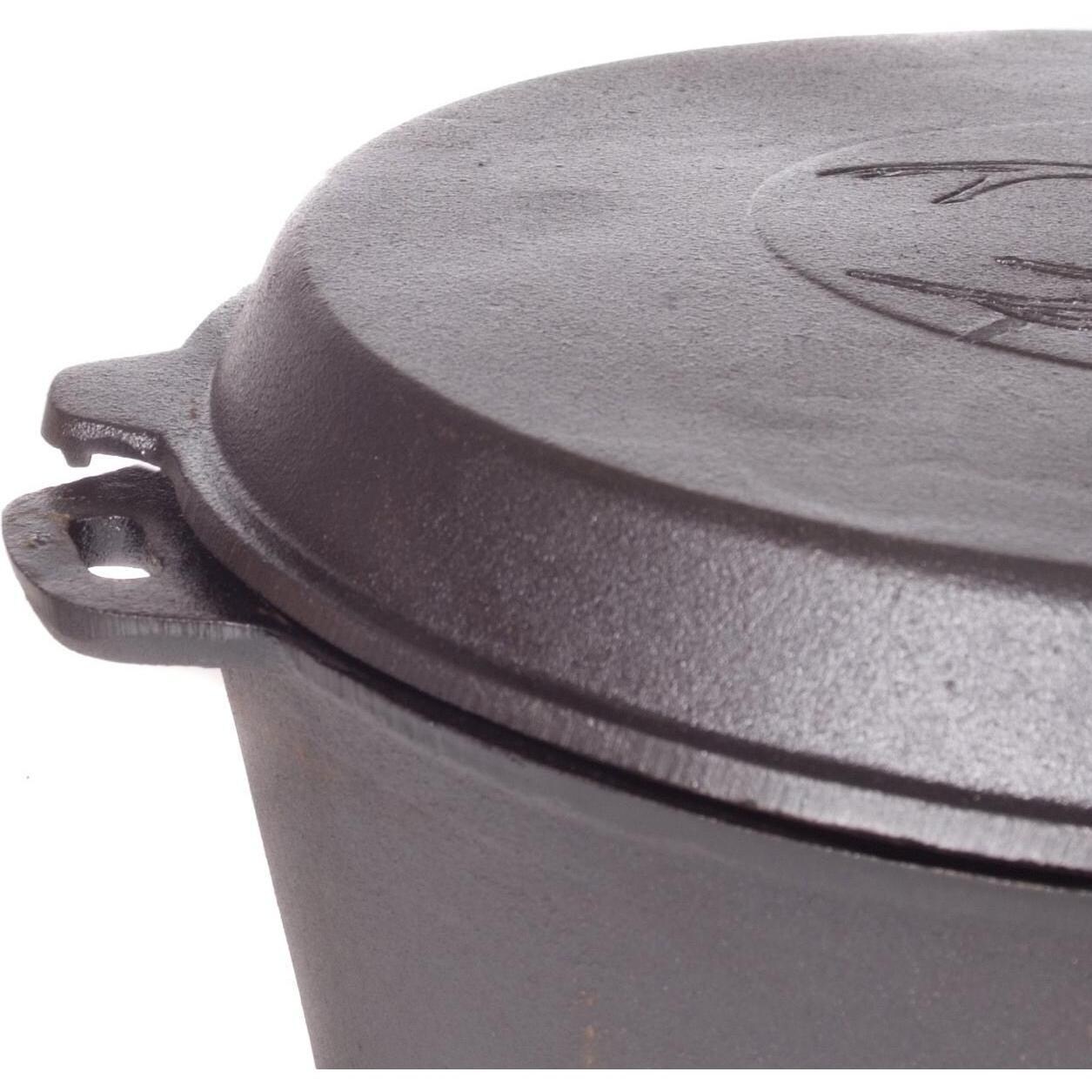 Cajun Cookware 6-Quart Seasoned Cast Iron Combo Cooker With Deer Design - Handle Detail thumbnail