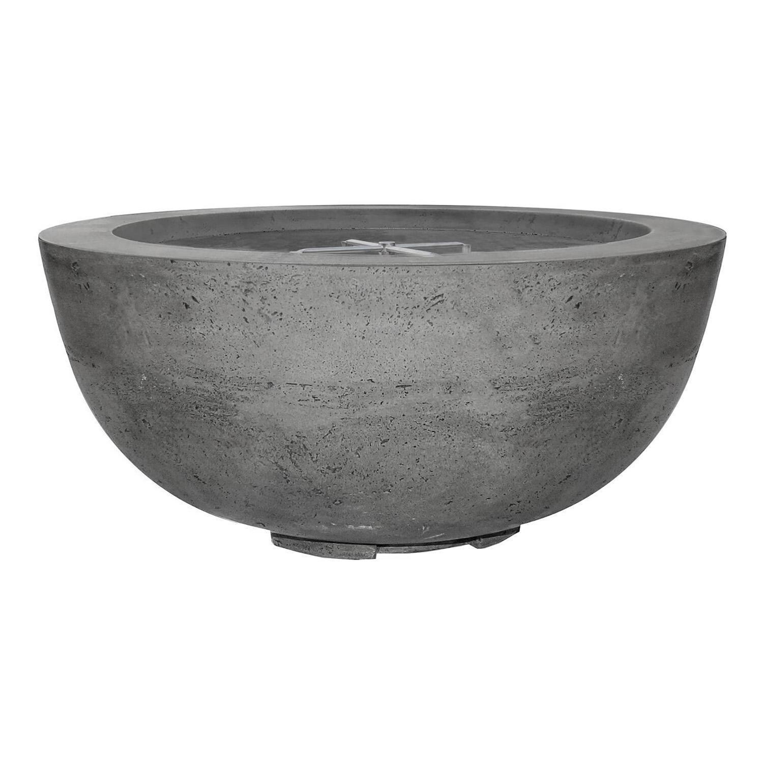 Moderno 8 39-in Round Glass Fiber Reinforced Concrete Natural Gas Fire Bowl in Pewter by Prism Hardscapes - Front View thumbnail