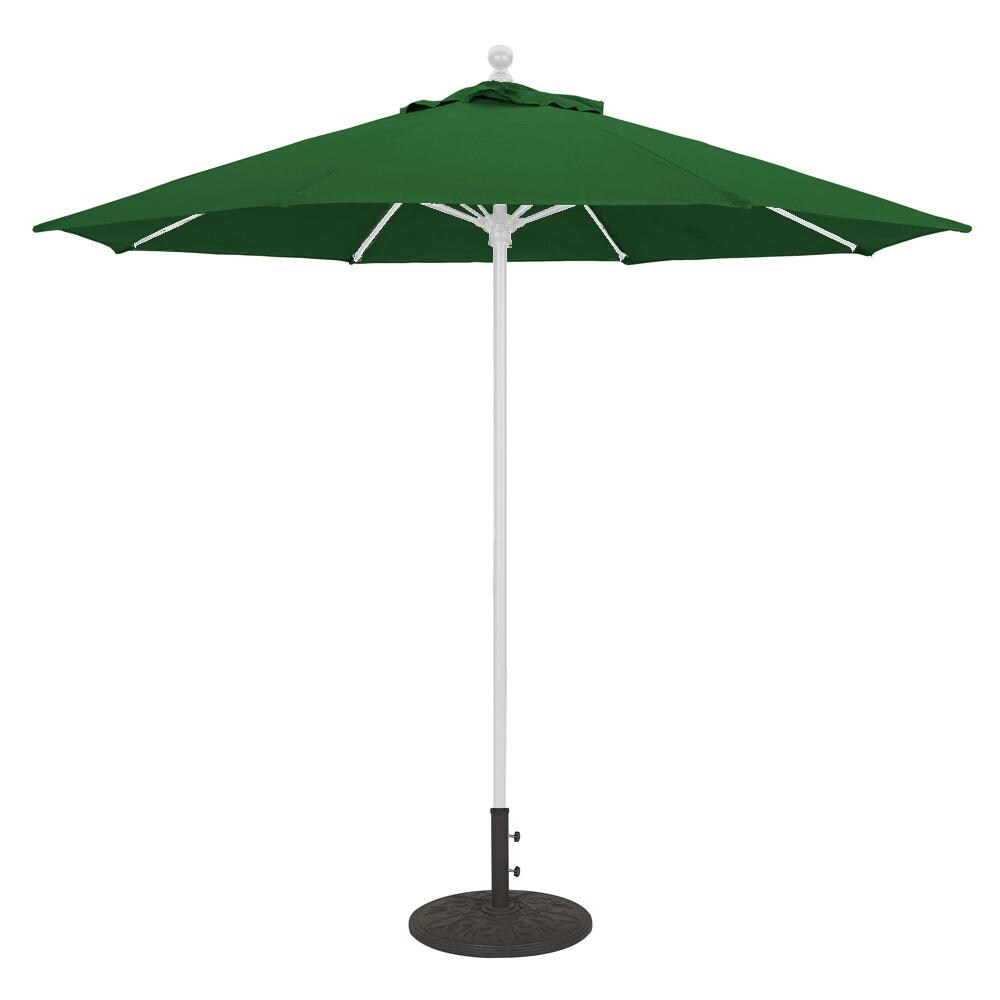 Galtech 9 Ft. Octagonal Aluminum Patio Market Umbrella W/ Push Lift - White Frame W/ Sunbrella Canvas Forest Green Canopy
