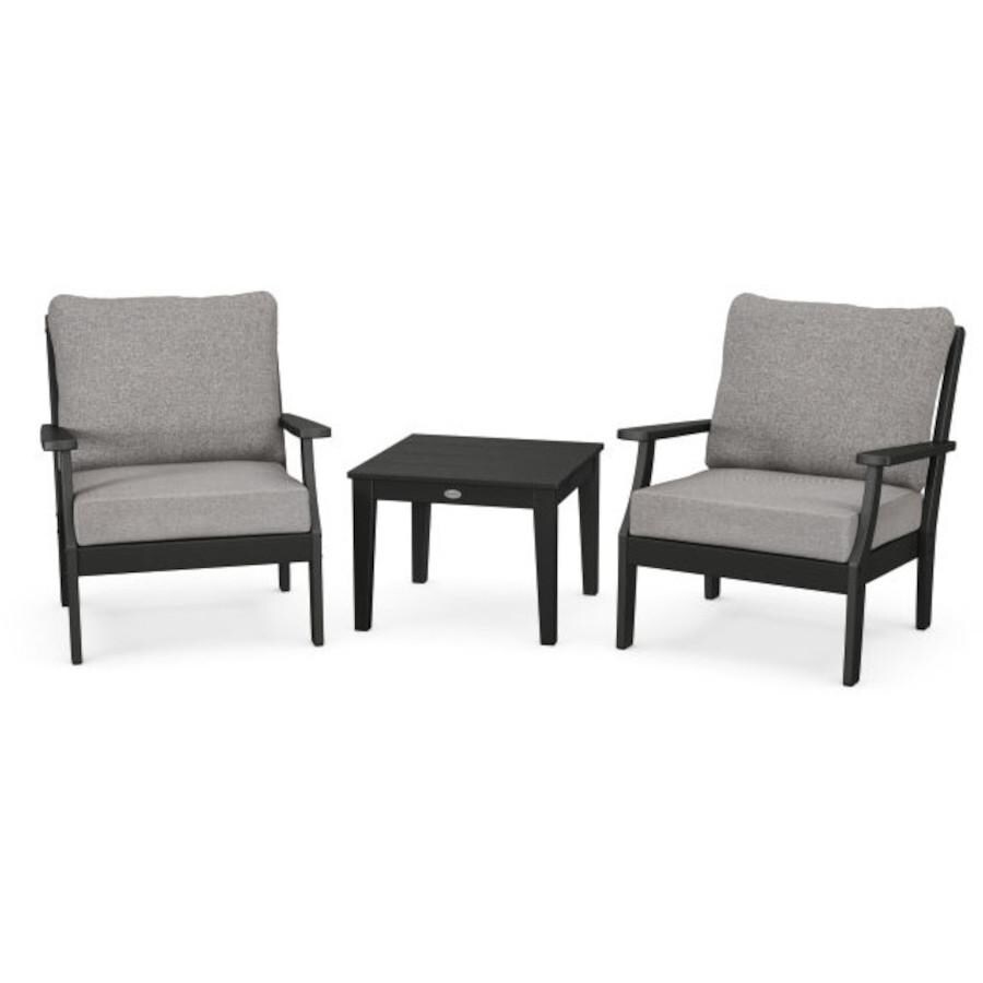 POLYWOOD Braxton 3-Piece Deep Seating Set in Black / Grey Mist thumbnail