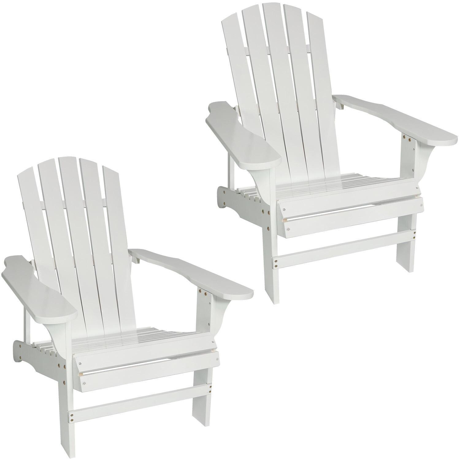 Ultimate Patio 2-Piece Wooden Adirondack Chair Set - White thumbnail