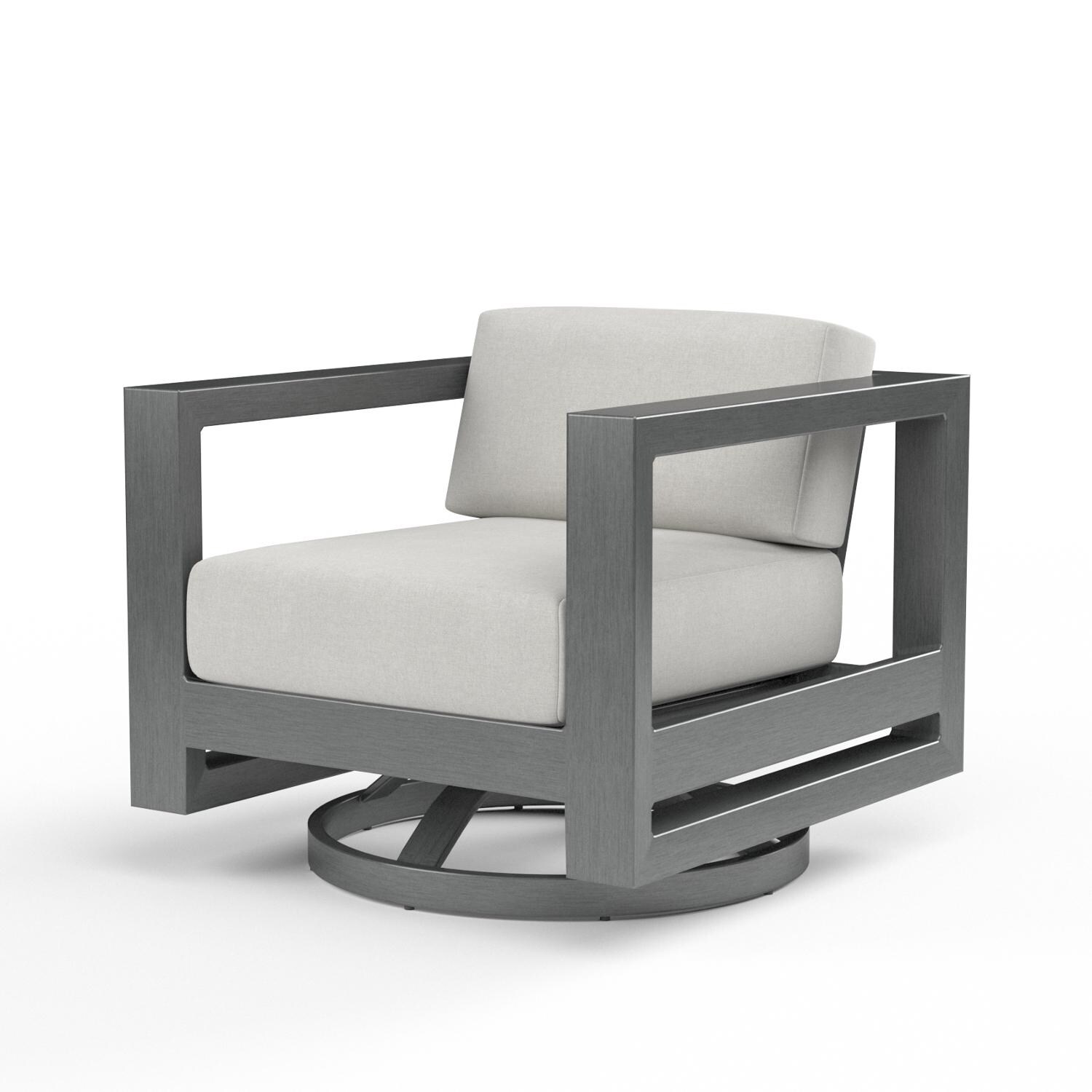 Redondo Aluminum Swivel Club Chair in Slate/Cast Silver by Sunset West