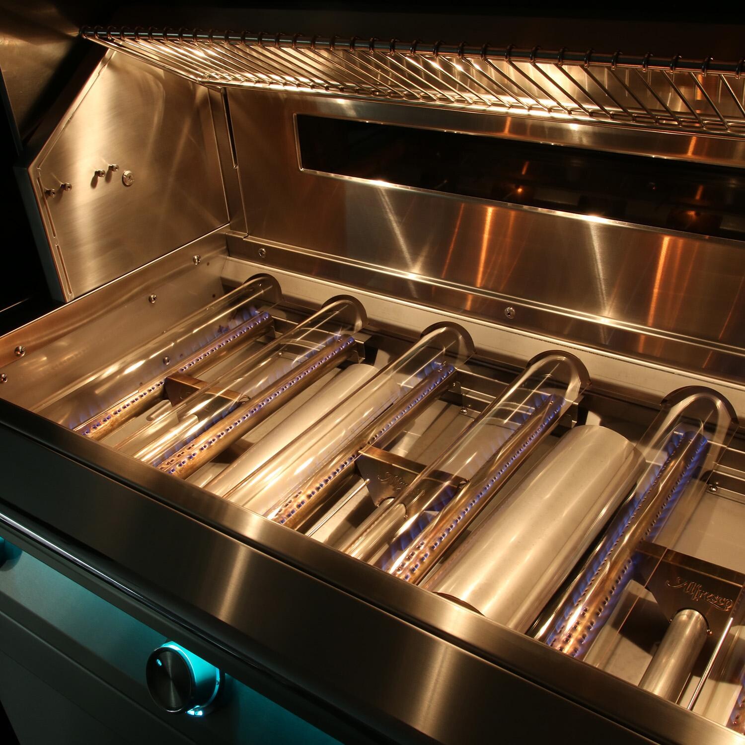 Alfresco Grills AIPG-36-NG AIPG 36-in 3 Burner Built-In Natural Gas Grill - Burners Lit - Detail thumbnail