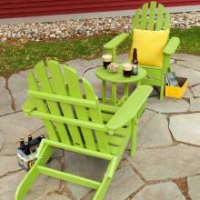 Classic 3 Piece Recycled Plastic Wood Patio Folding Adirondack Conversation Set By POLYWOOD - Lime