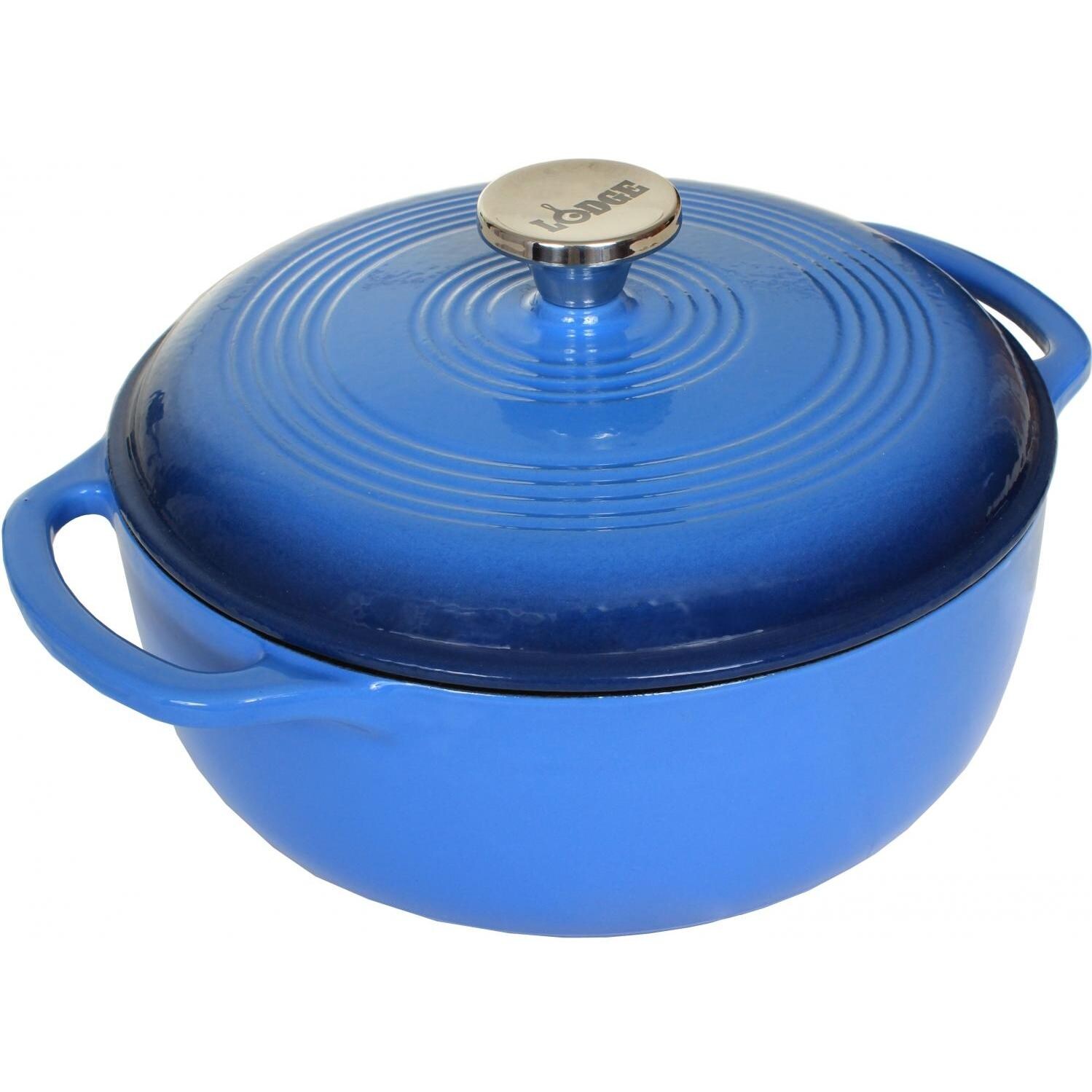 Lodge 7.8 Quart Colored Enamel Cast Iron Dutch Oven Caribbean - Gradated Blue - EC7D33  thumbnail