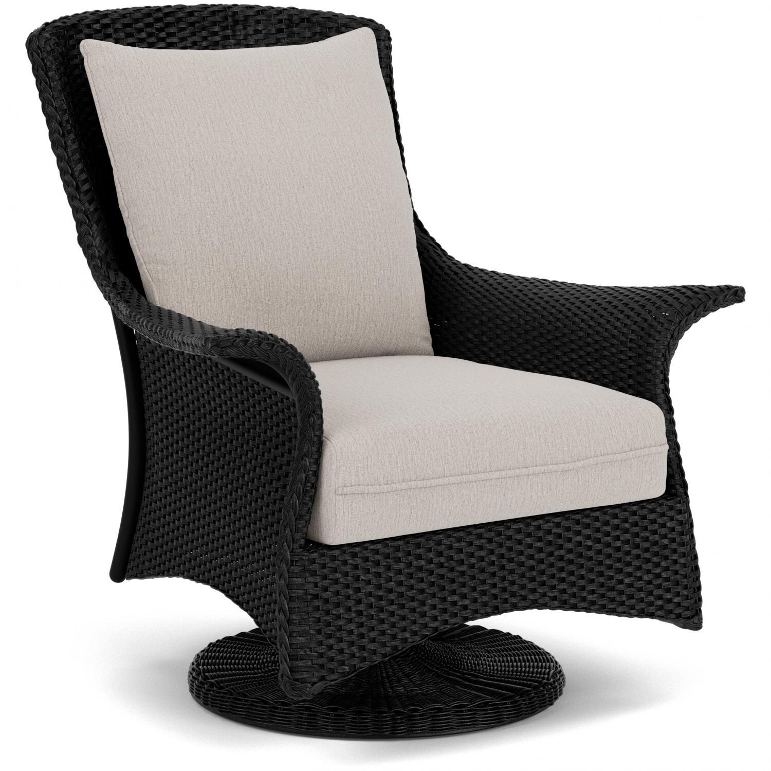 Lloyd Flanders Mandalay Swivel Rocker Lounge Chair in Ebony Finish with Remy Cloud fabric - Angled thumbnail