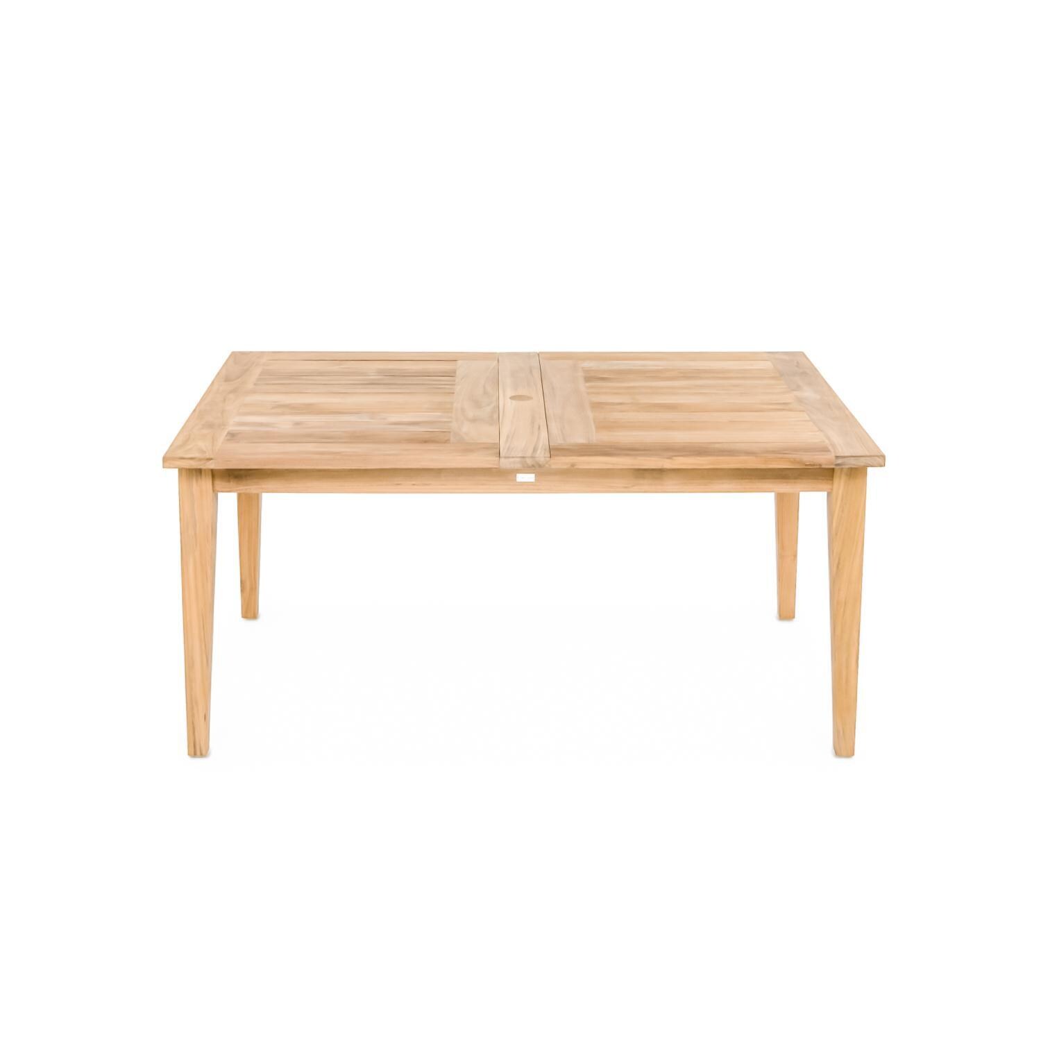 Teak + Table Friday Double Leaf Table 64 / 80 / 96 - Side View Fully Retracted - White Background thumbnail