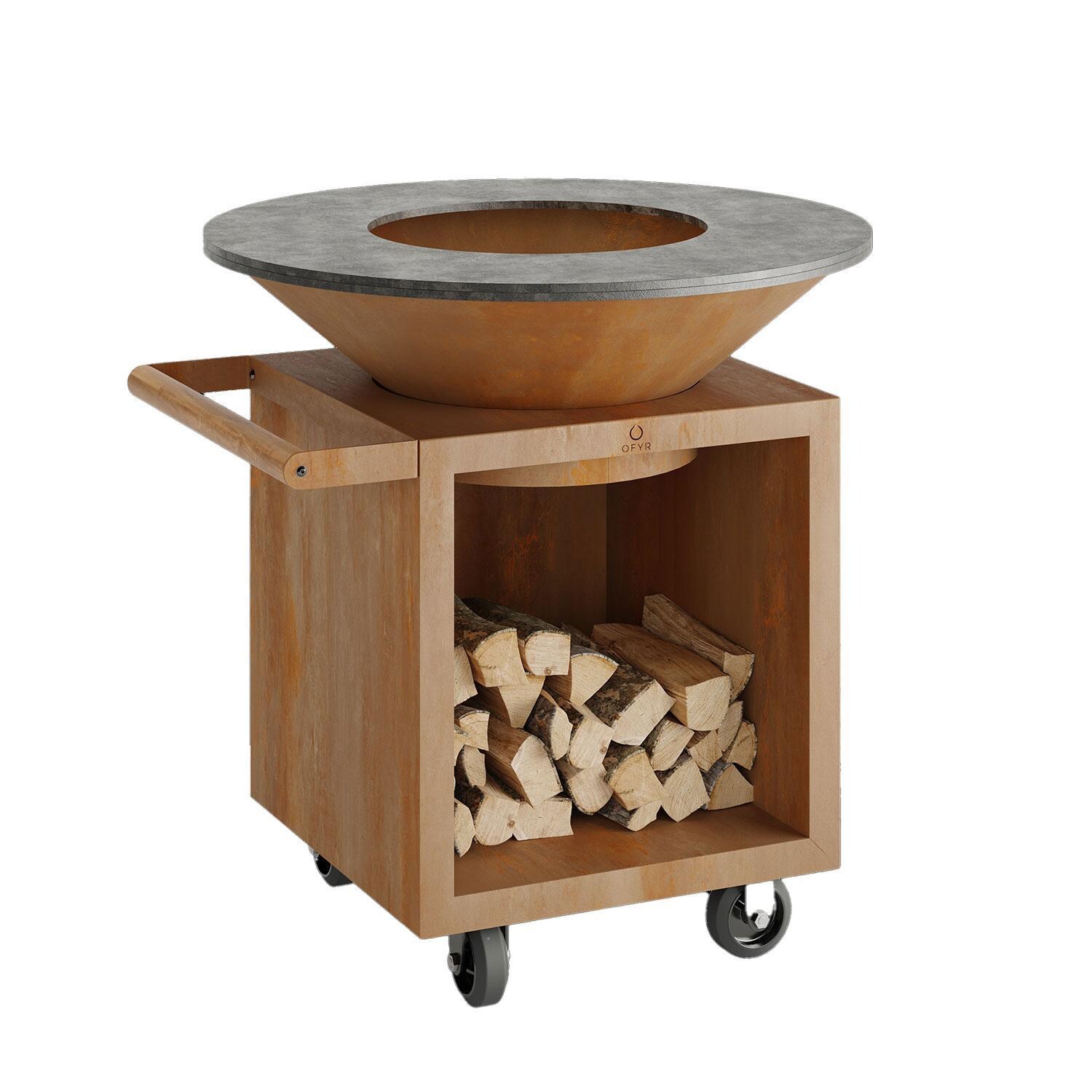 OFYR OCS-100-PRO Classic Storage Corten 100 PRO 40 Inch Wood-Fired Flat Top Grill - Display - White Background thumbnail