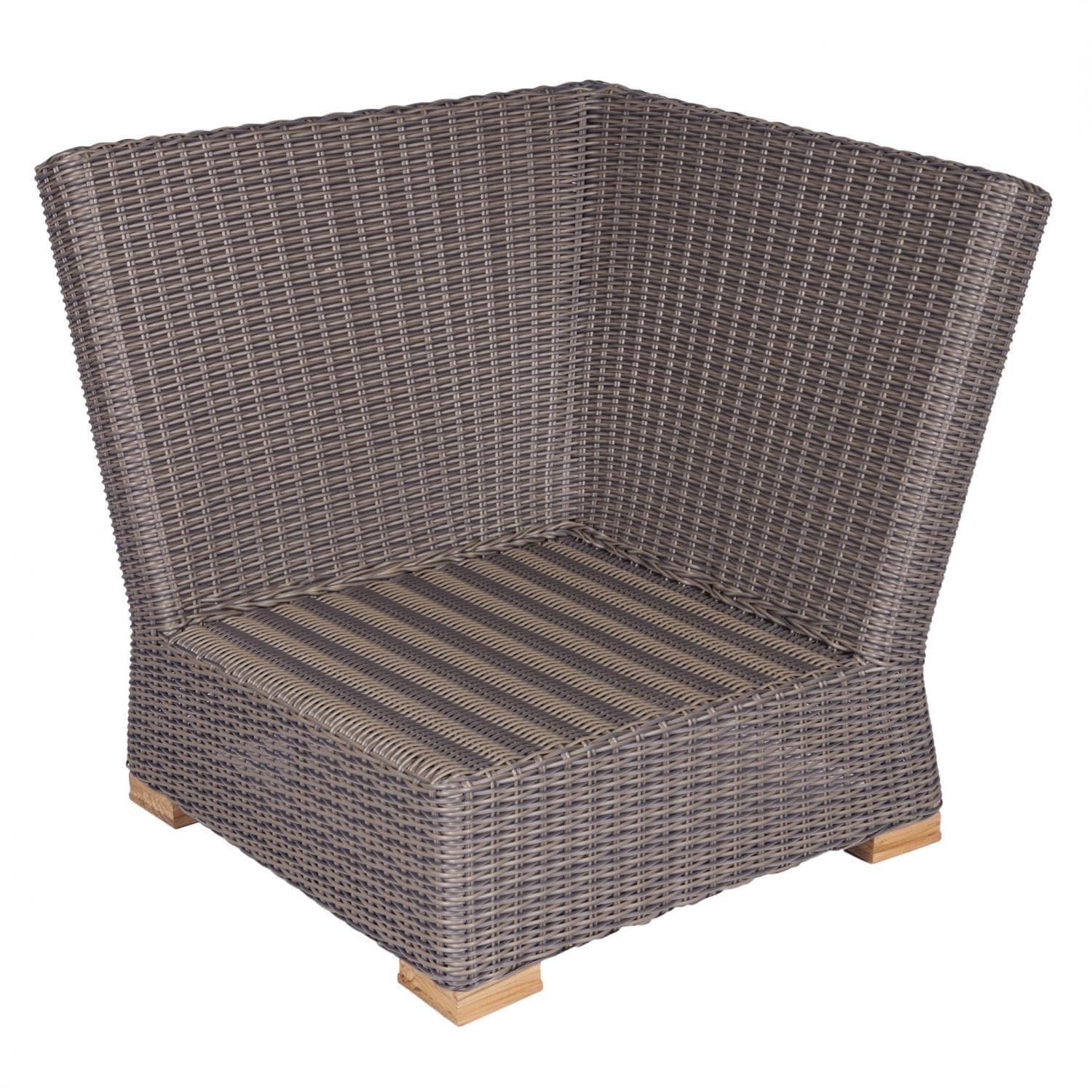Royal Teak Collection SBCON Sanibel Wicker Sectional Corner Chair w/ Sunbrella Cushions in Canvas Navy - Chair - White Background thumbnail