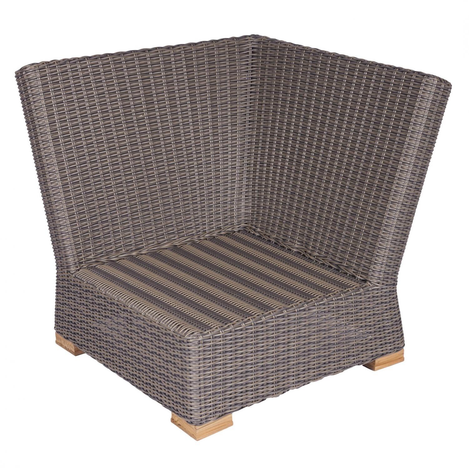 Royal Teak Collection SBCON Sanibel Wicker Sectional Corner Chair w/ Sunbrella Cushions in Canvas Navy - Chair - White Background thumbnail