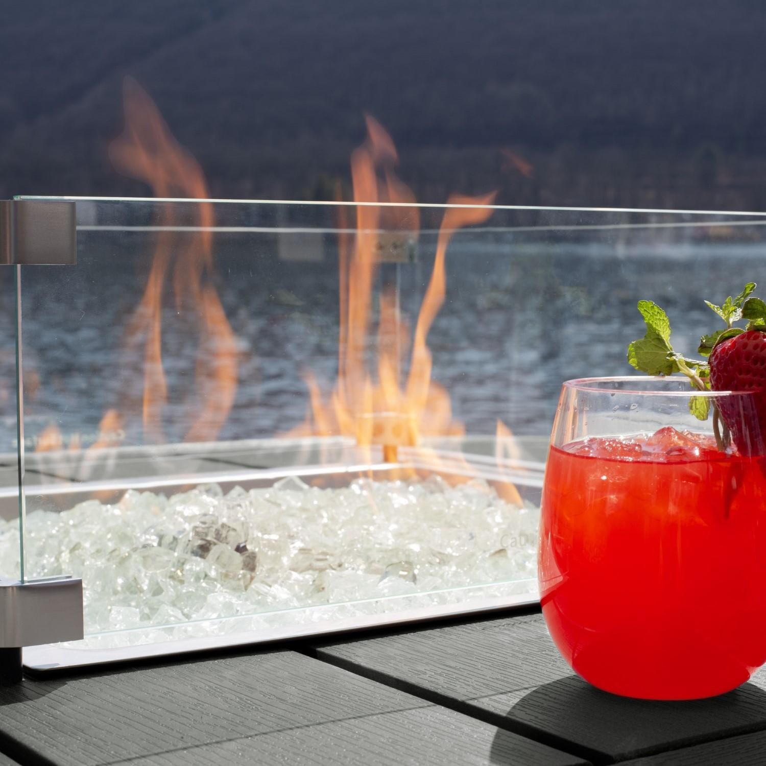 Harborview Octagonal Fire Pit Table in Coastal Teak by Lakeview Outdoor Designs - Fire Glass - Detail thumbnail