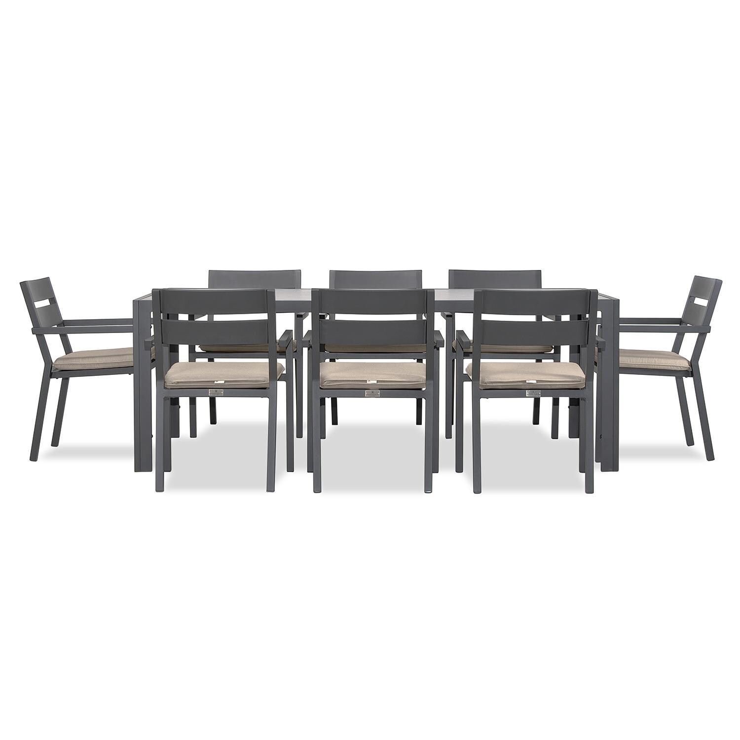 Calm Bay 9 Pc Rectangular Dining Set in Slate/Canvas Flax by Lakeview - White Background 3 thumbnail