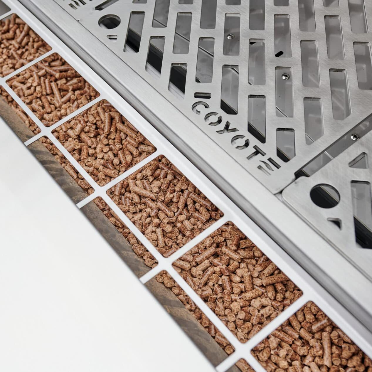 Coyote - C1P36 - 36-Inch Built-In Pellet Grill - Hopper With Pellets thumbnail