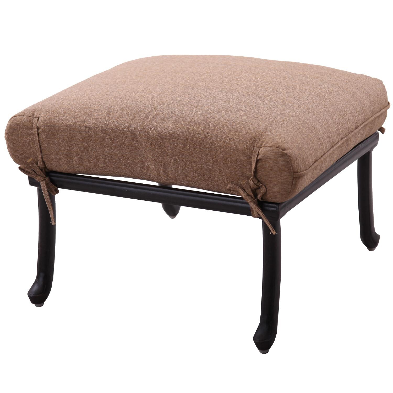 Sedona Cast Aluminum Patio Ottoman W/ Sesame Cushion By Darlee thumbnail