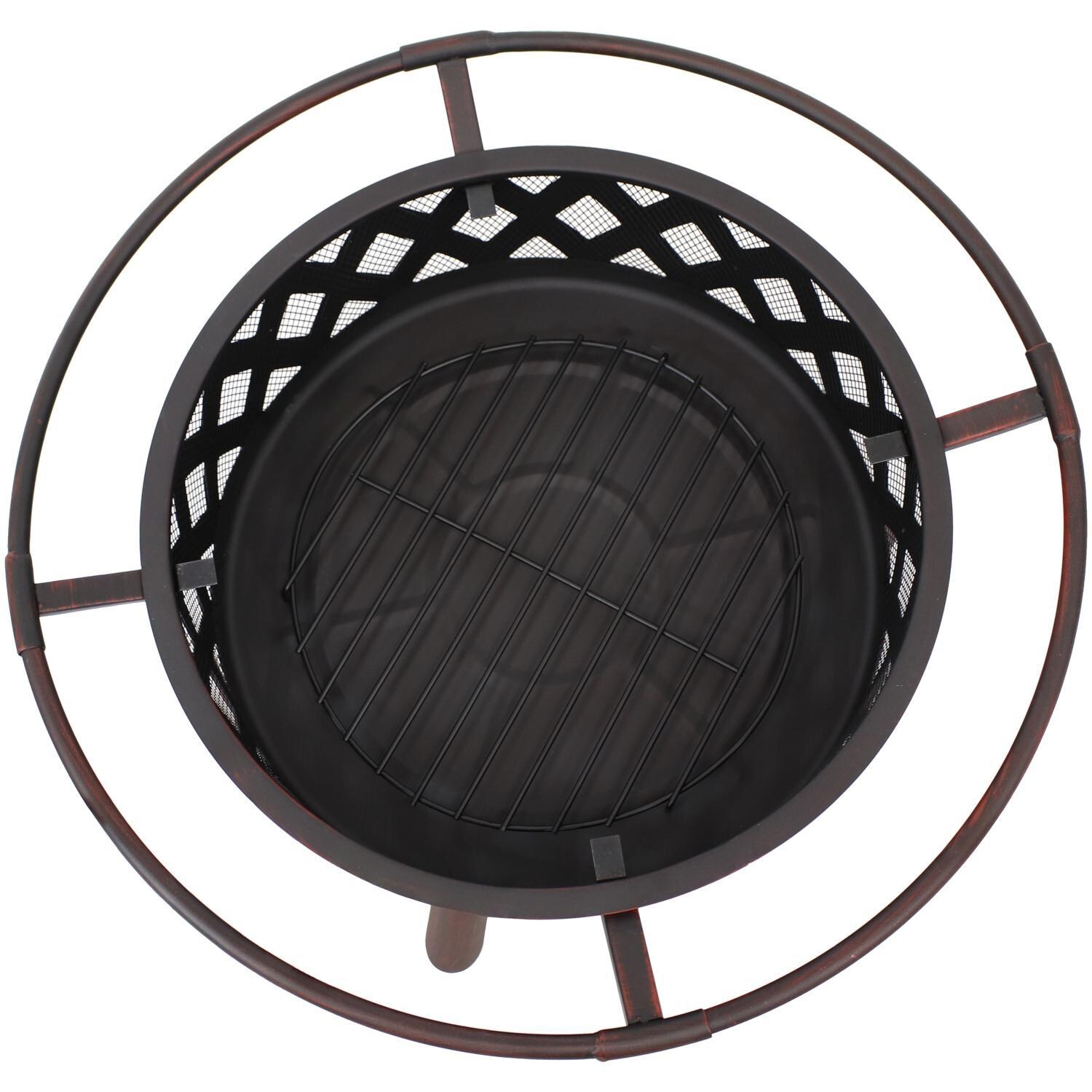 Ultimate Patio 30-Inch Crossweave Steel Wood Burning Fire Pit - Top View thumbnail