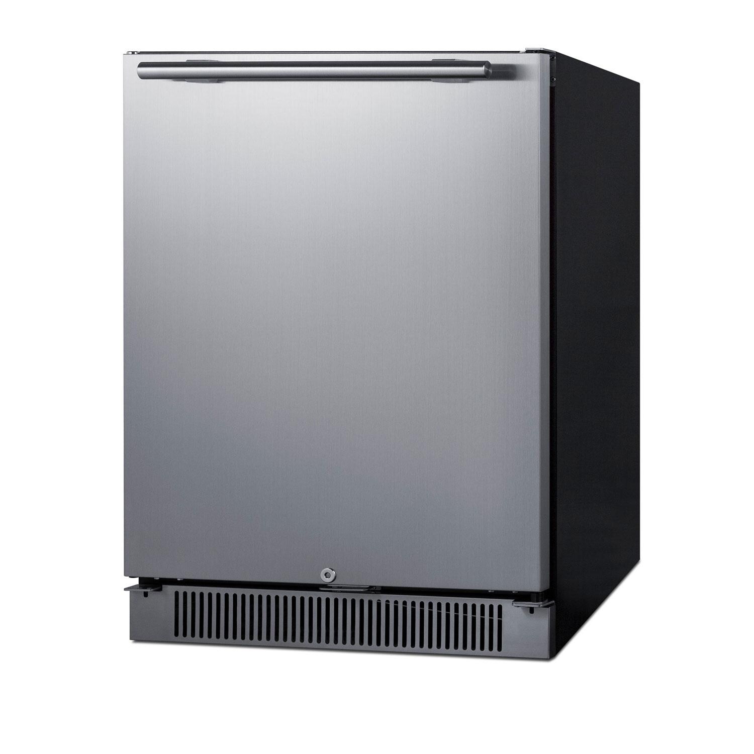 Summit SPR623OS 24 Inch 4.6 Cu. Ft. Outdoor Black Refrigerator - Side View - White Background thumbnail