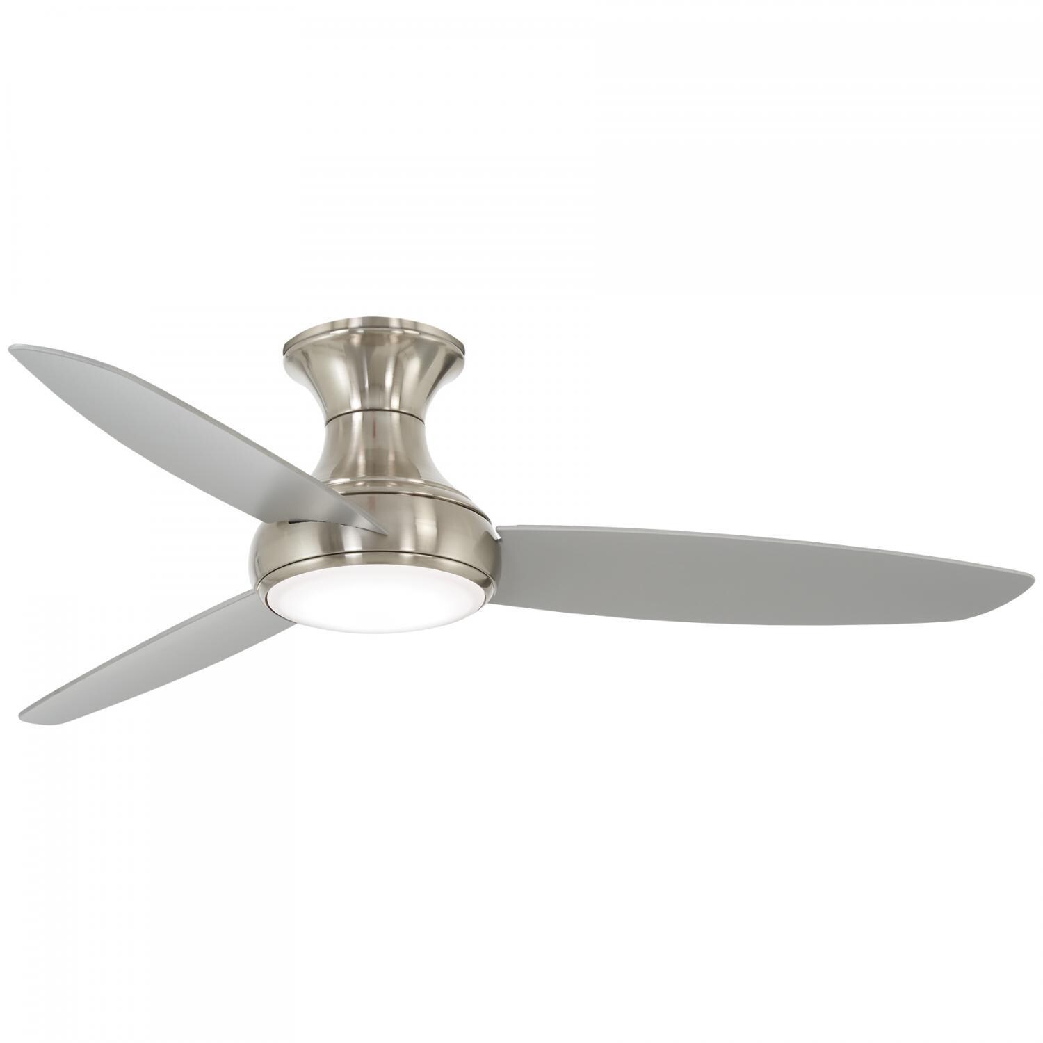Minka-Aire Concept III 54-Inch 3-Blade LED Smart Ceiling Fan in Brushed Nickel Wet Finish W/ Silver Blades & Etched Opal Glass - F467L-BNW