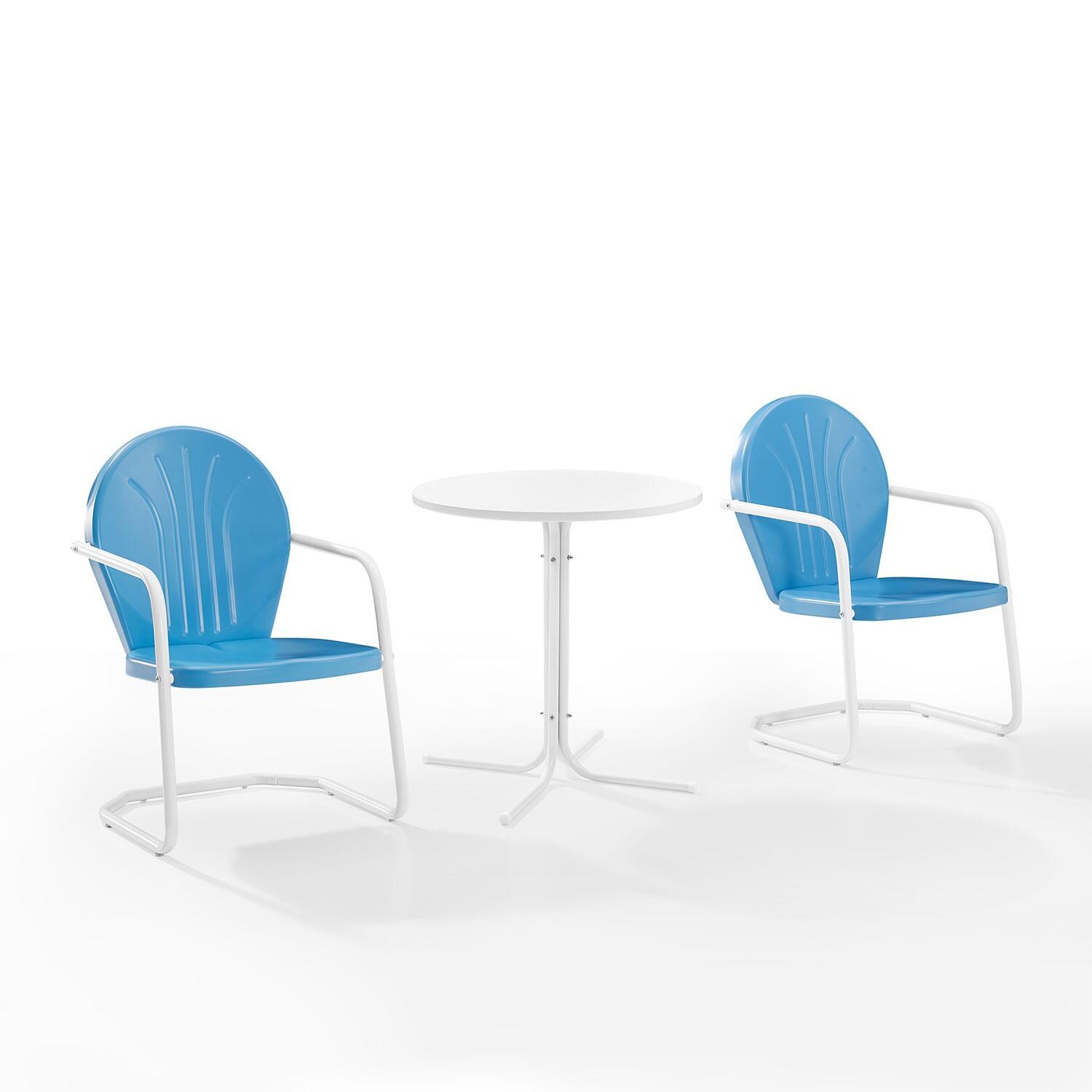 Ultimate Patio UP-32241BL 3Pc Retro Outdoor Bistro Set in Sky Blue - Display - White Background thumbnail