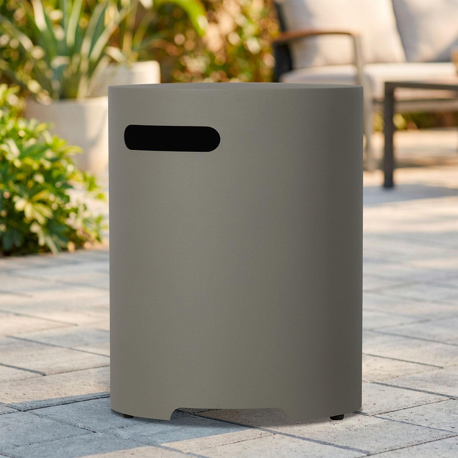 20-in Round Metal Propane Tank Cover in Mist Gray by Lakeview Outdoor Designs - Lifestyle thumbnail
