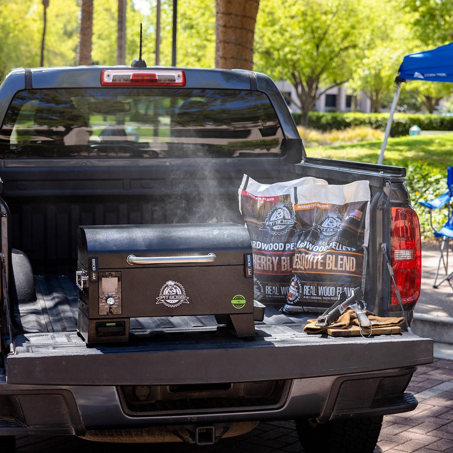 Pit Boss 10798 Table Top Pellet Grill - Battery Powered - In Truck Bed - Lifestyle thumbnail