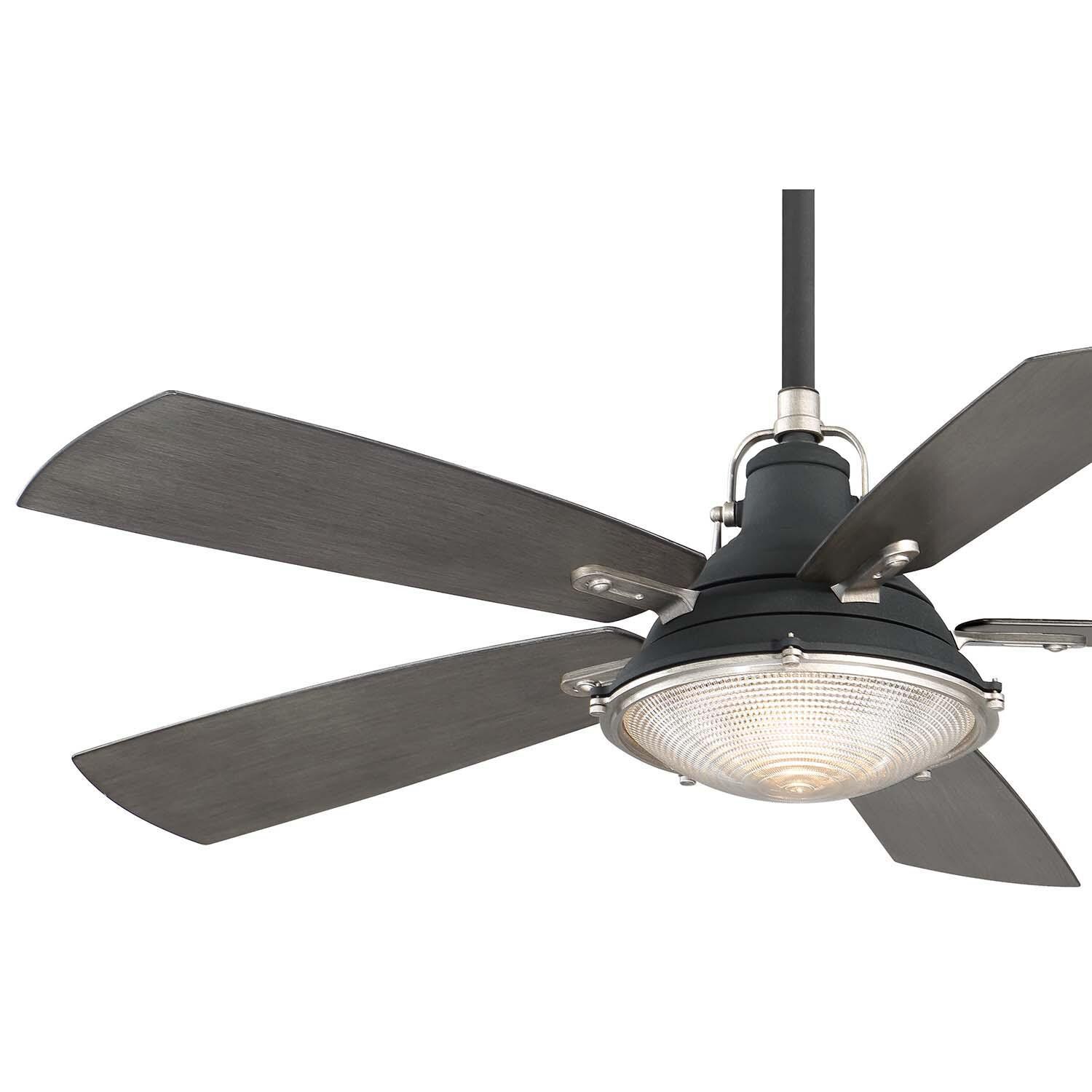 Minka-Aire F681L-SDBK/WS Groton 56-Inch 5-Blade LED Ceiling Fan in Sand Black & Weathered Steel Finish w/ Charcoal Driftwood Blades & Clear Fresnel Lens - Blades thumbnail