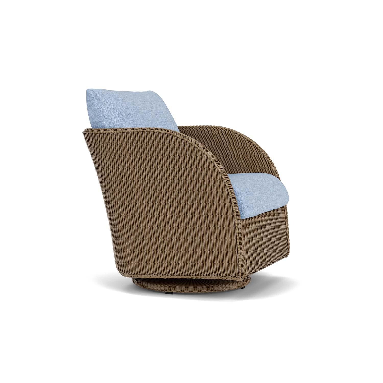 Lloyd Flanders Essence Swivel Glider Lounge Chair W/Demo Skyway Fabric - Fawn Finish - Angled thumbnail