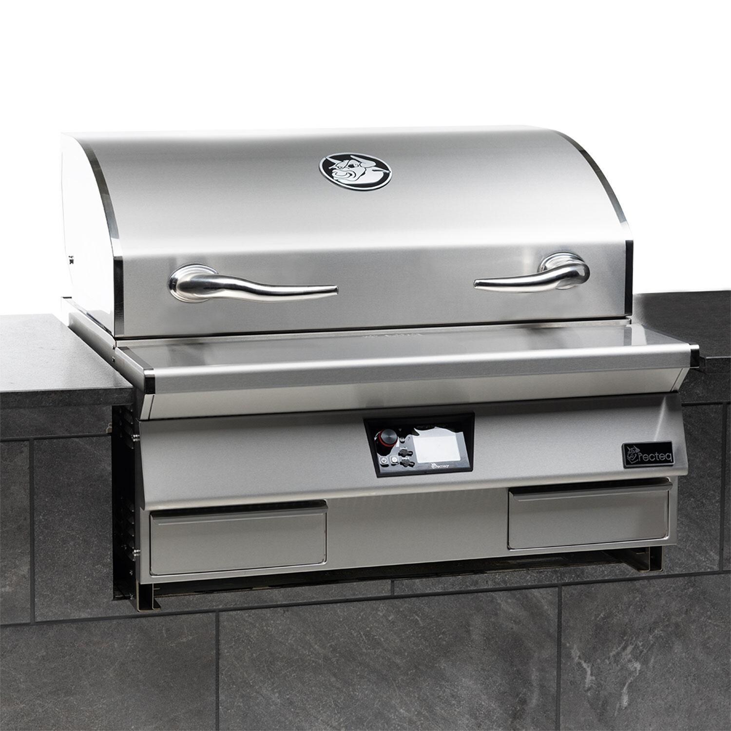 recteq RT-1300 E-Series Built-In 1300 Wood Pellet Grill - Slanted Right - White Background