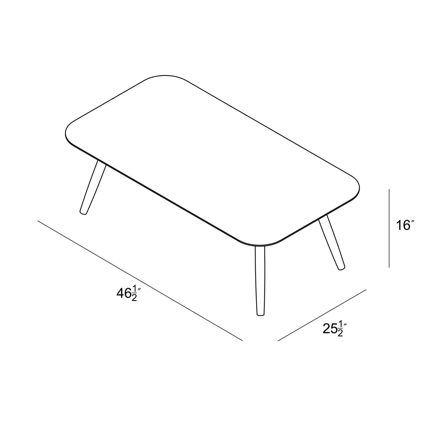 Lakeview Midnight Cove 46 1/2 Inch Black Aluminum Coffee Table - Dimensional thumbnail