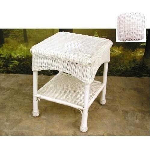 North Cape Richmond Aluminum Frame Resin Wicker End Table White BBQGuys