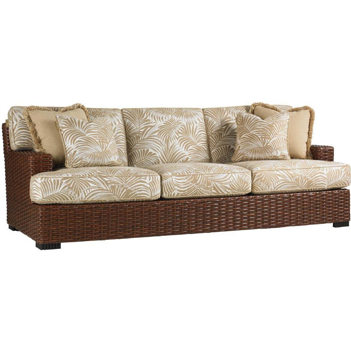 Ocean Club Pacifica Wicker Patio Sofa W/ Sunbrella Fabric By Tommy Bahama