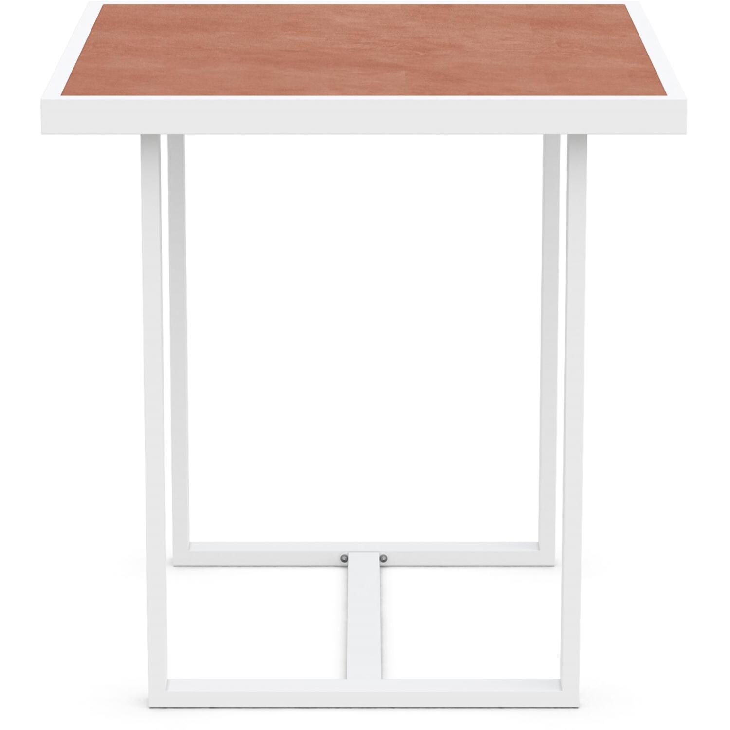 Azzurro Living Pavia 35 Inch White Aluminum Counter Table W/ Umber Dekton Top - Side - White Background thumbnail