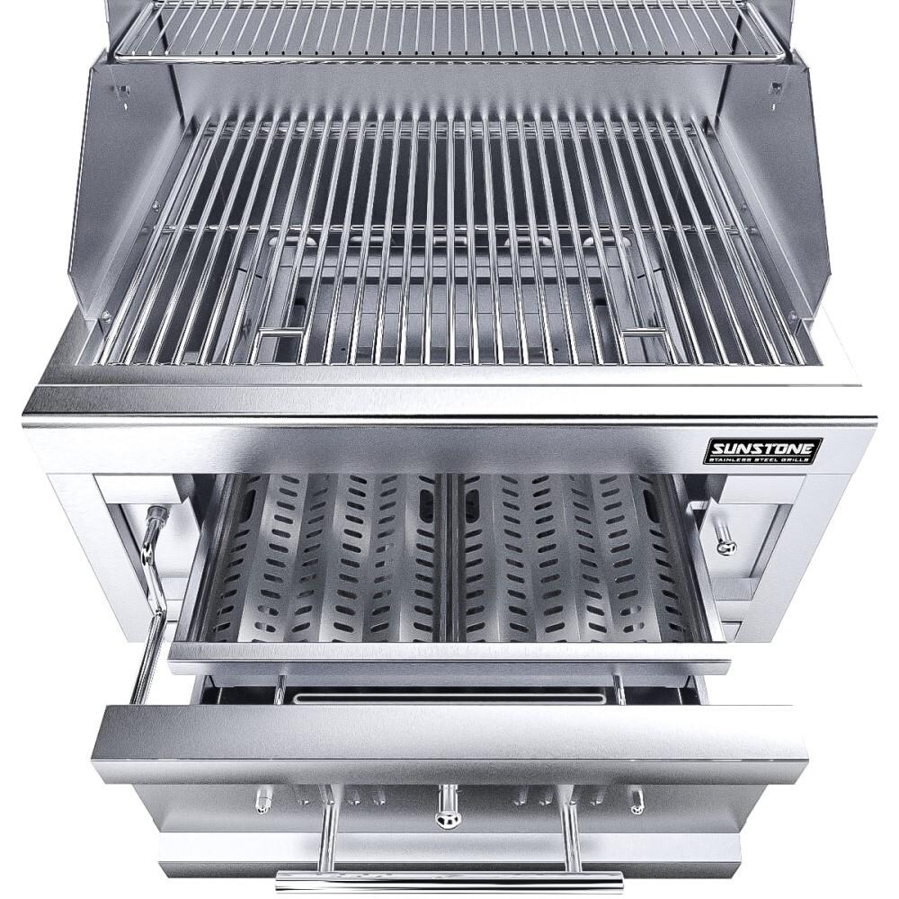 Sunstone SUNCHSZ28 Series 28 Inch Single Zone 304 Stainless Steel Charcoal Grill - Adjustable Burn Tray thumbnail