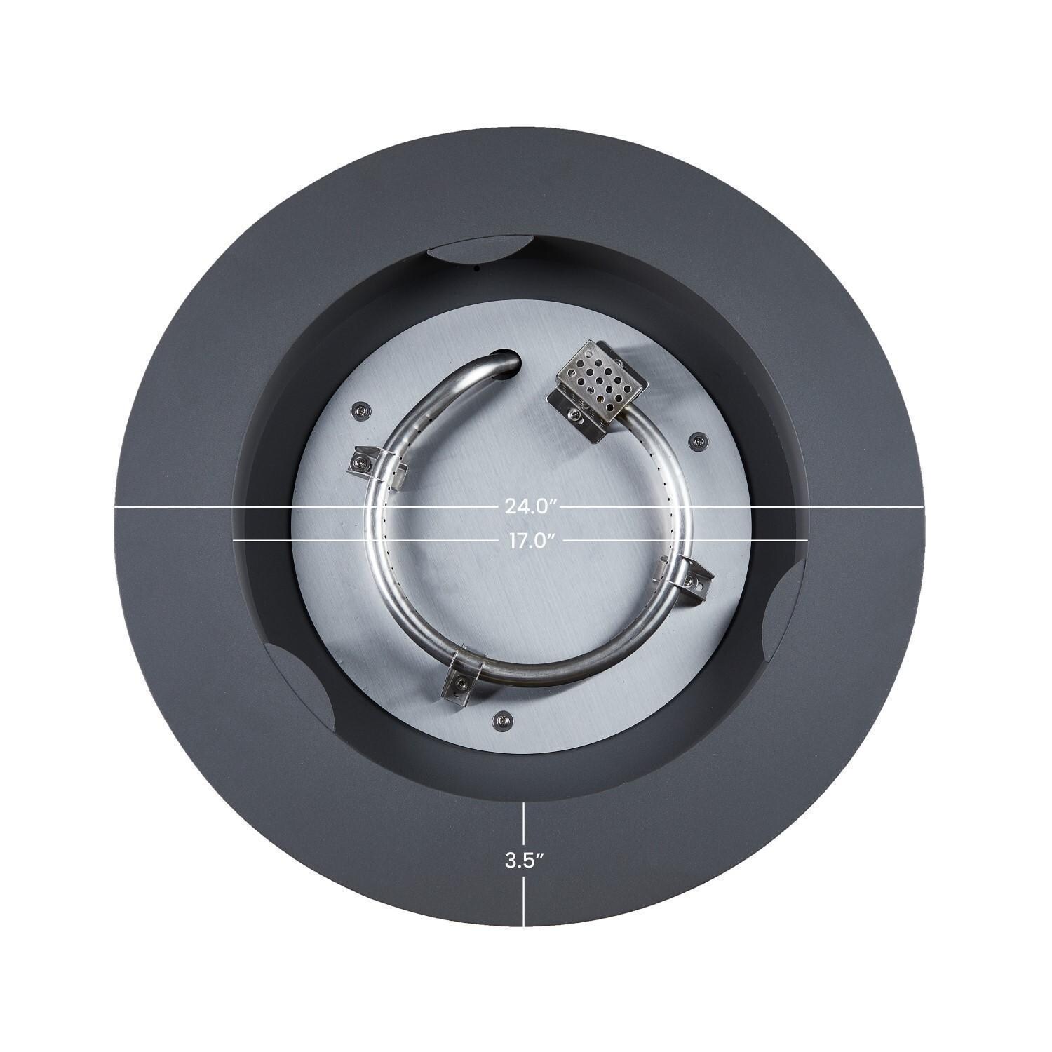 Elysian 3 Pc Powder Coated Steel 24 Inch Round Fire Pit in Weathered Slate by Lakeview - Side - White Background thumbnail