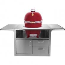Grill Dome Infinity Series Large Kamado Grill On Stainless Steel Cart - Red image