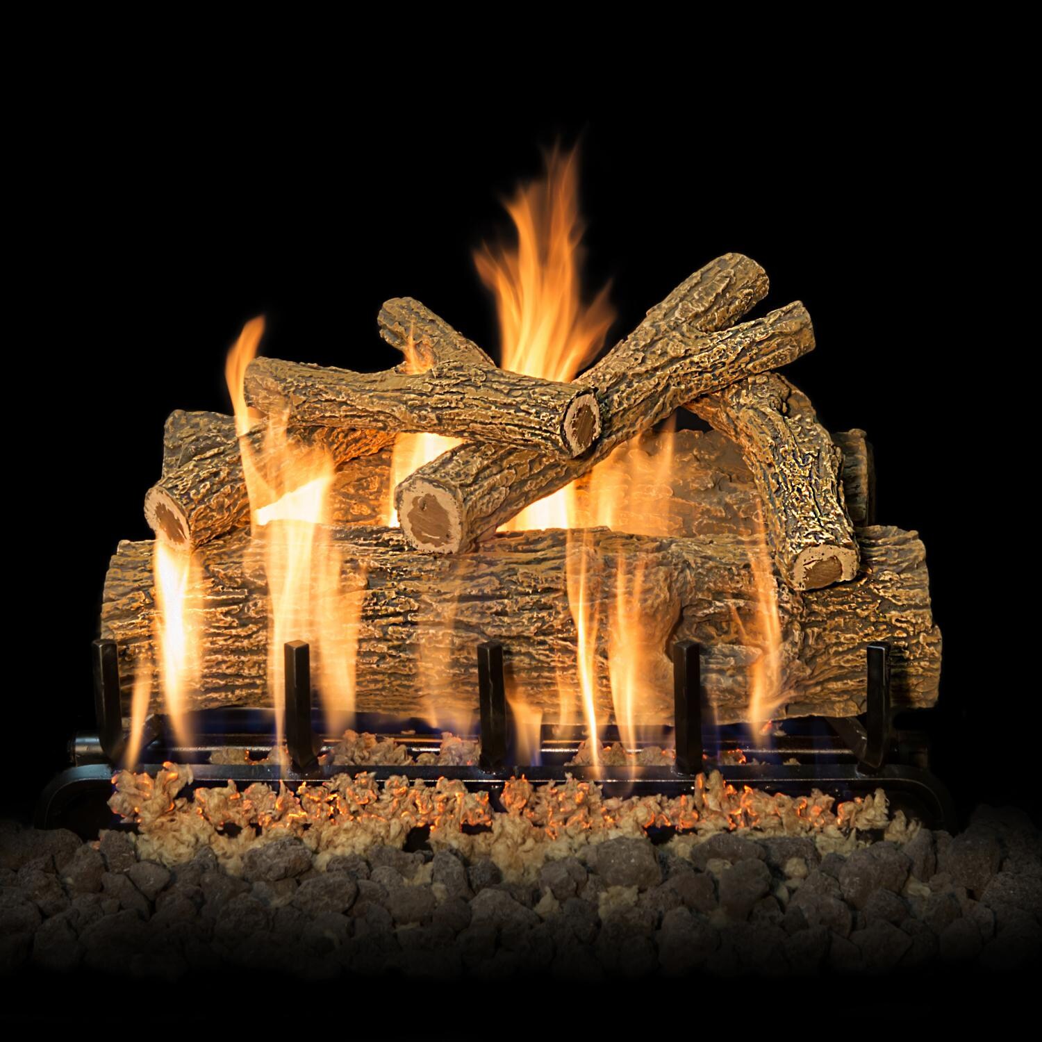 Grand Canyon 24-Inch Western Oak Vented Natural Gas Log Set W/ 3 BRN Burner - Variable Flame Remote