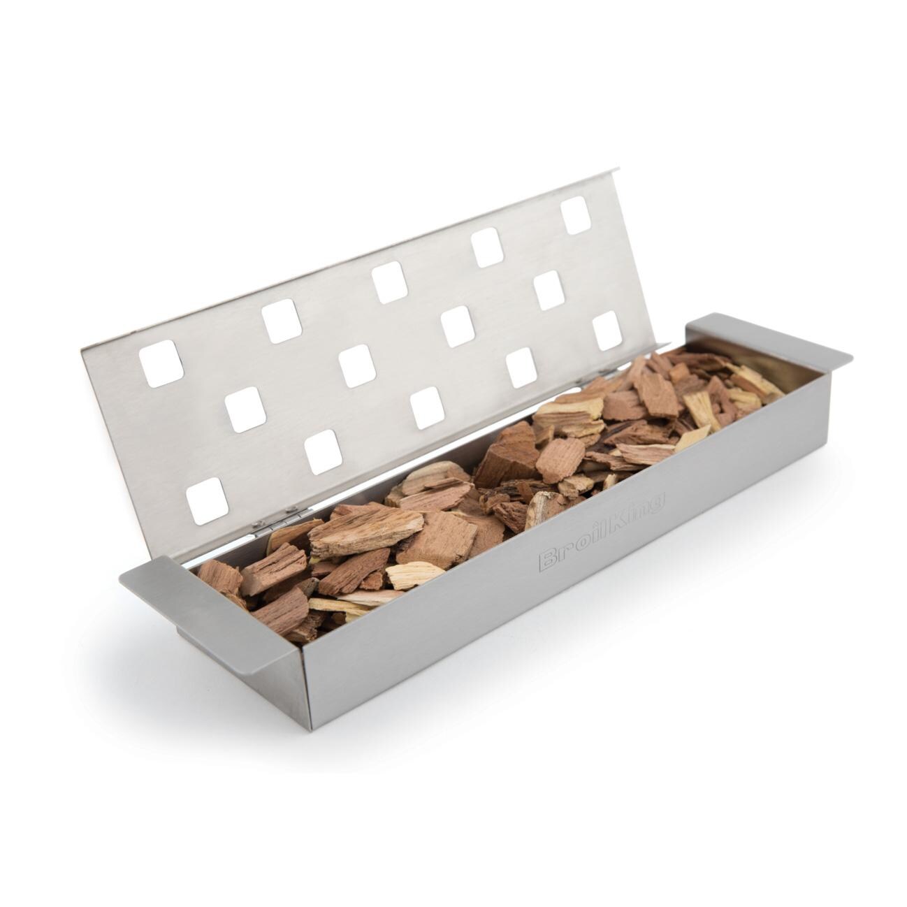 Broil King Stainless Steel Smoker Box - 60185 - With Chips - White Background thumbnail