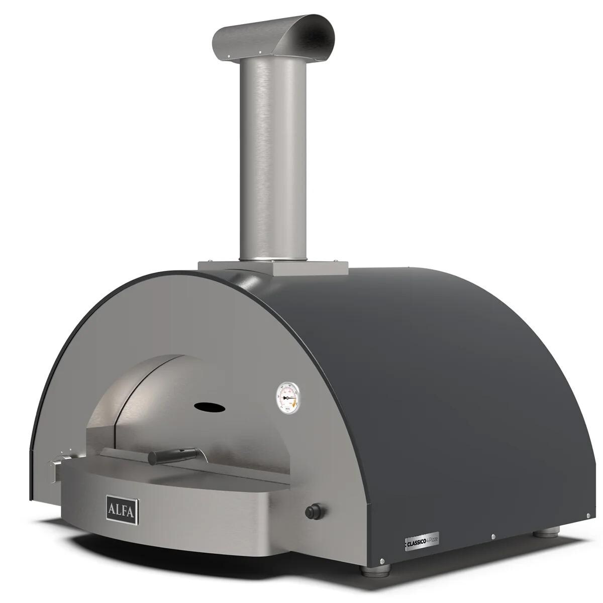 Alfa FXCL-4P-MGRA-U Classico 4 Pizze Natural Gas Pizza Oven - Ardesia Grey - Angled View - White Background thumbnail