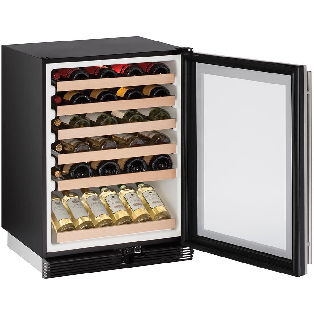 U-Line 24-Inch 48 Bottle Built-In Wine Captain - Open View With Beverages