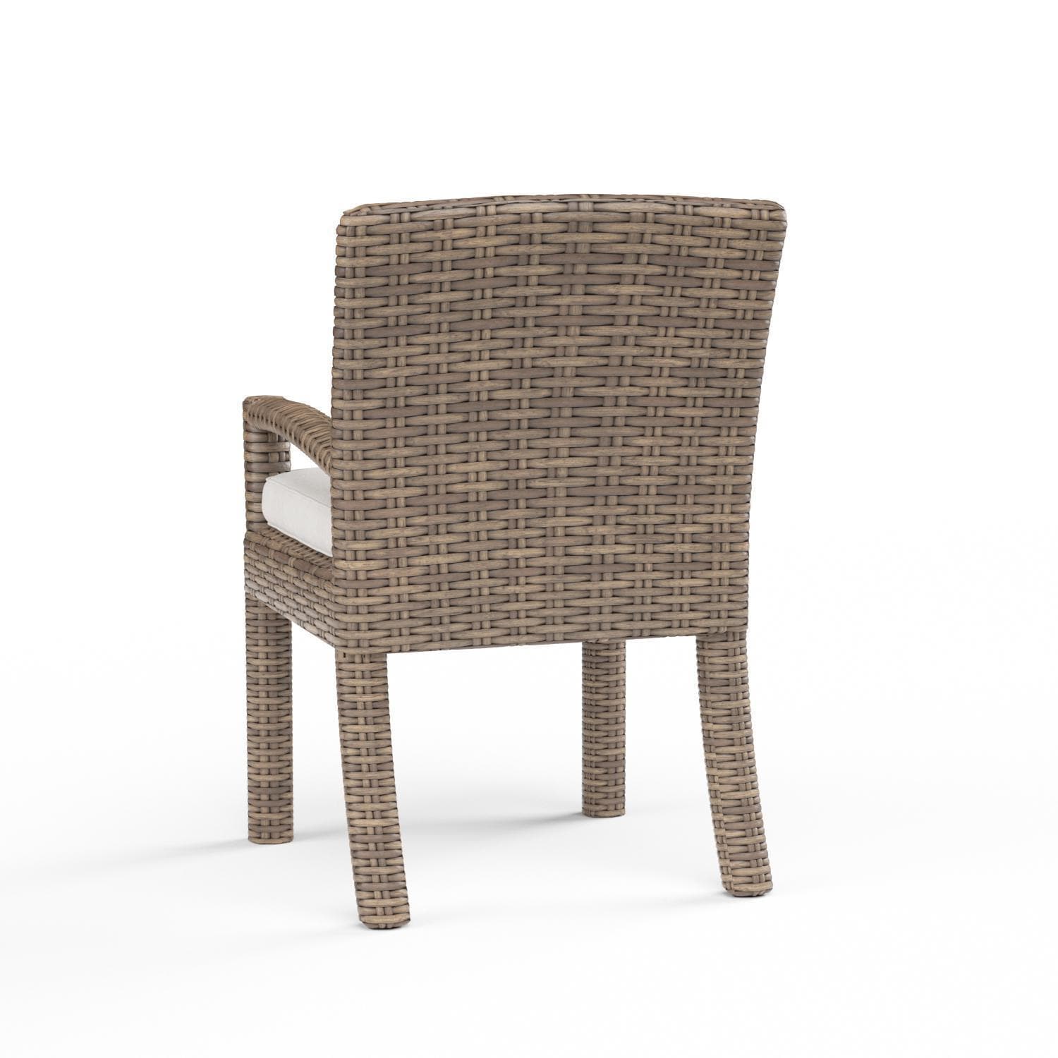 Sunset West - 1701-1-5492 - Havana Resin Wicker Patio Dining Chair W/ Sunbrella Canvas Flax Cushion - Rear View - White Background thumbnail
