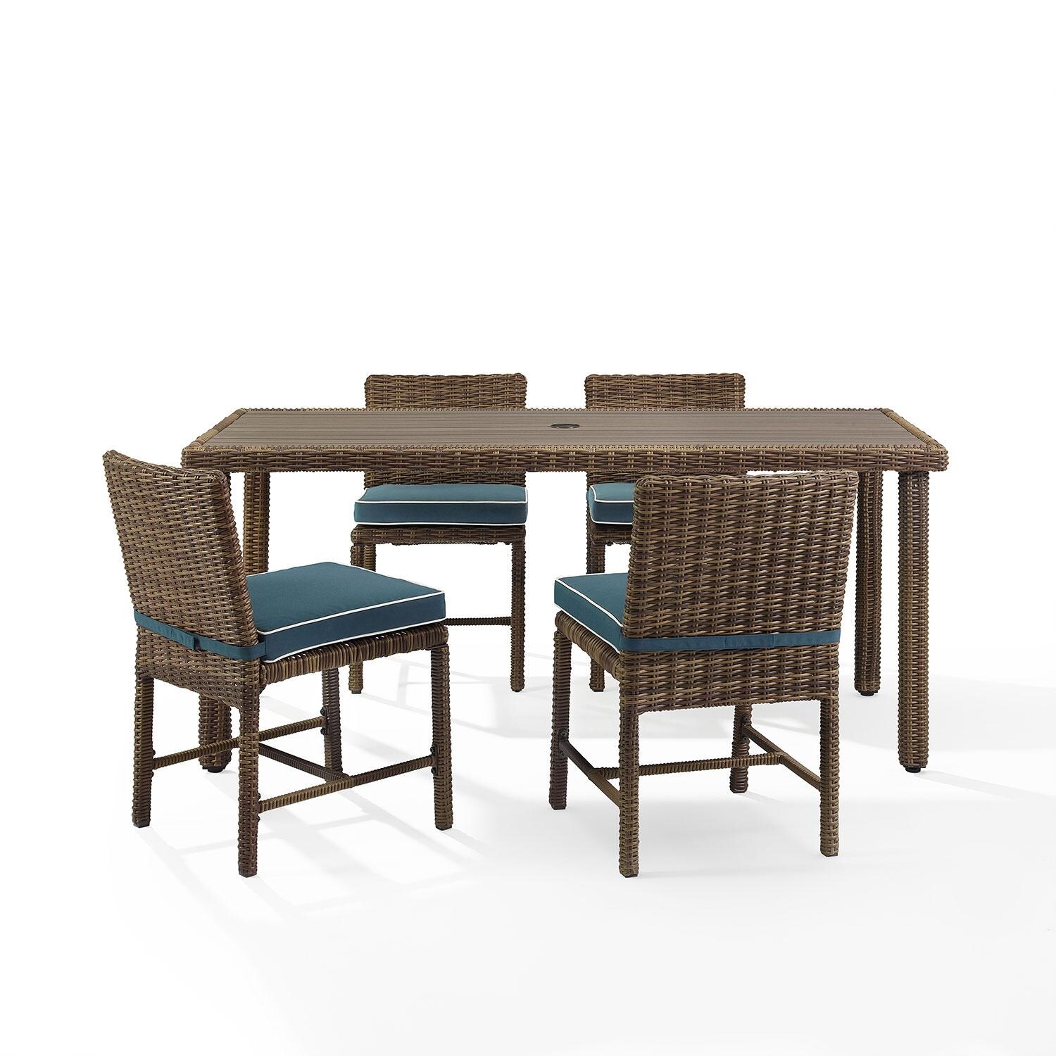 Ultimate Patio UP-92660WB-NV 5Pc Wicker Outdoor Dining Set in Navy - Front View - White Background thumbnail