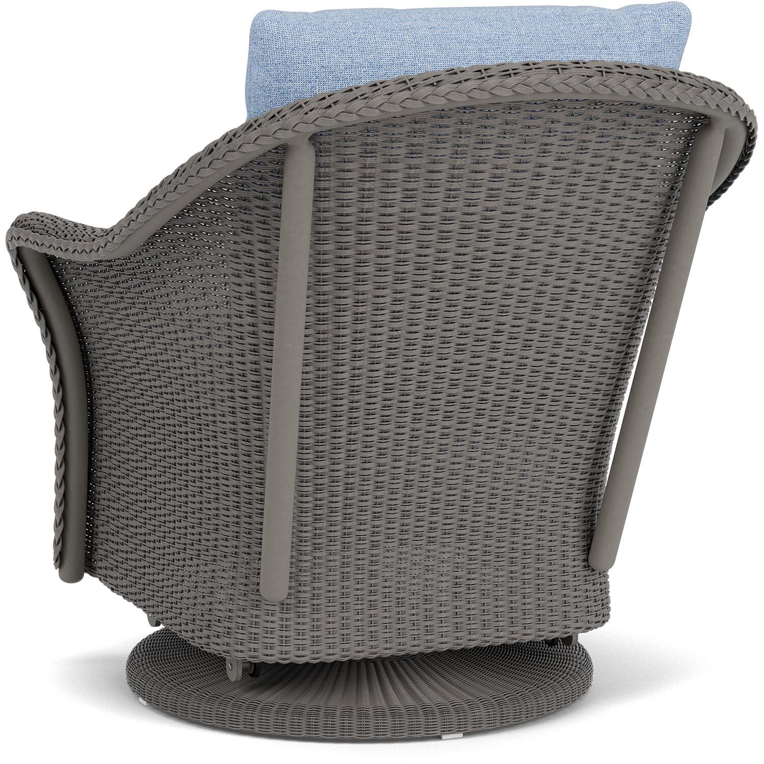 Lloyd Flanders Weekend Retreat Swivel Glider Lounge Chair in Pewter Finish W/ Demo Skyway Fabric - Back Left thumbnail