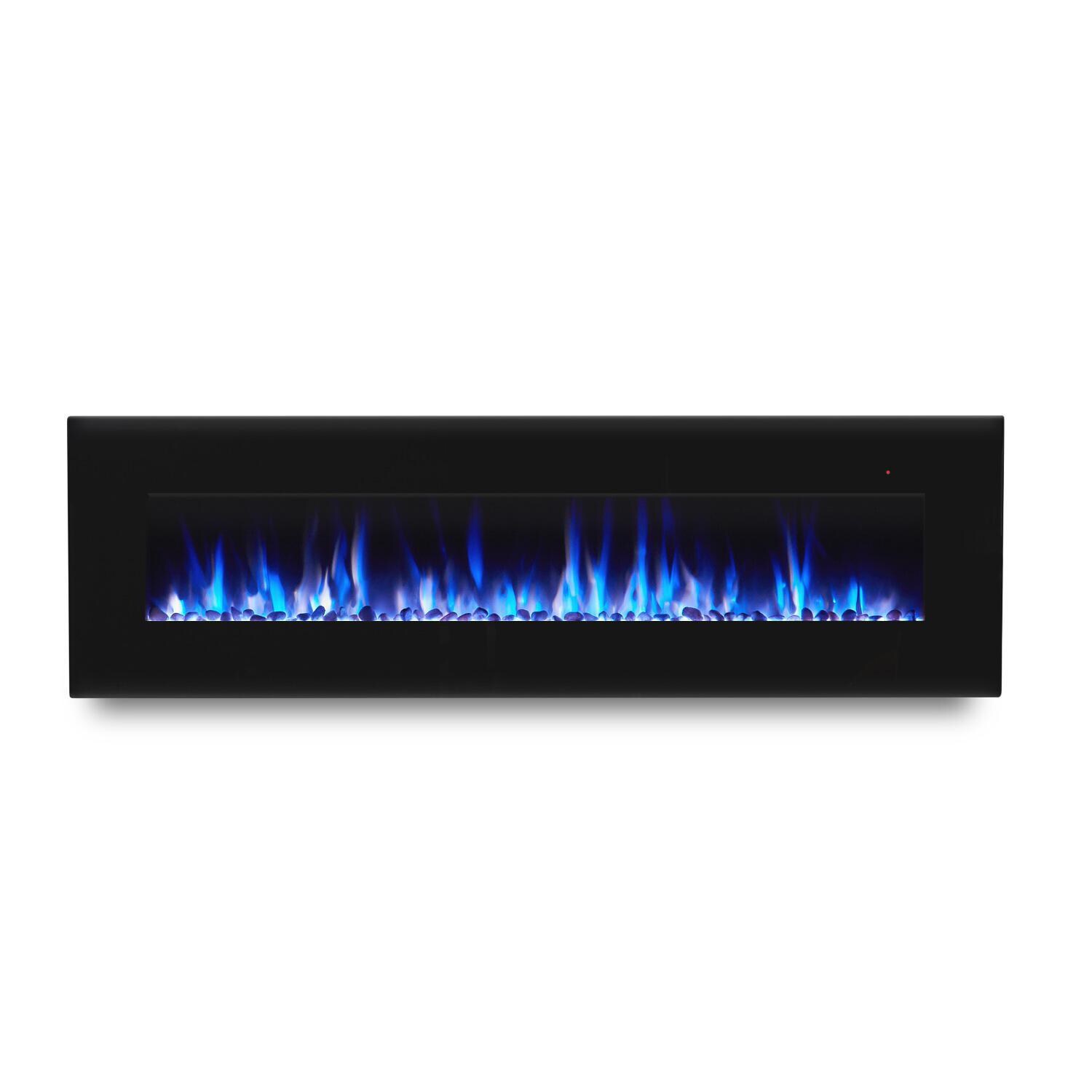 Real Flame 1360E-BK Corretto 72-Inch Wall Mount Electric Fireplace - Black - White Rock - Blue/White Flame thumbnail